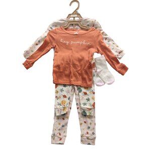 Chickpea Fall Pajamas 5 Piece Set (2 Shirts, 2 Pants, Socks) Size 12M New NWT